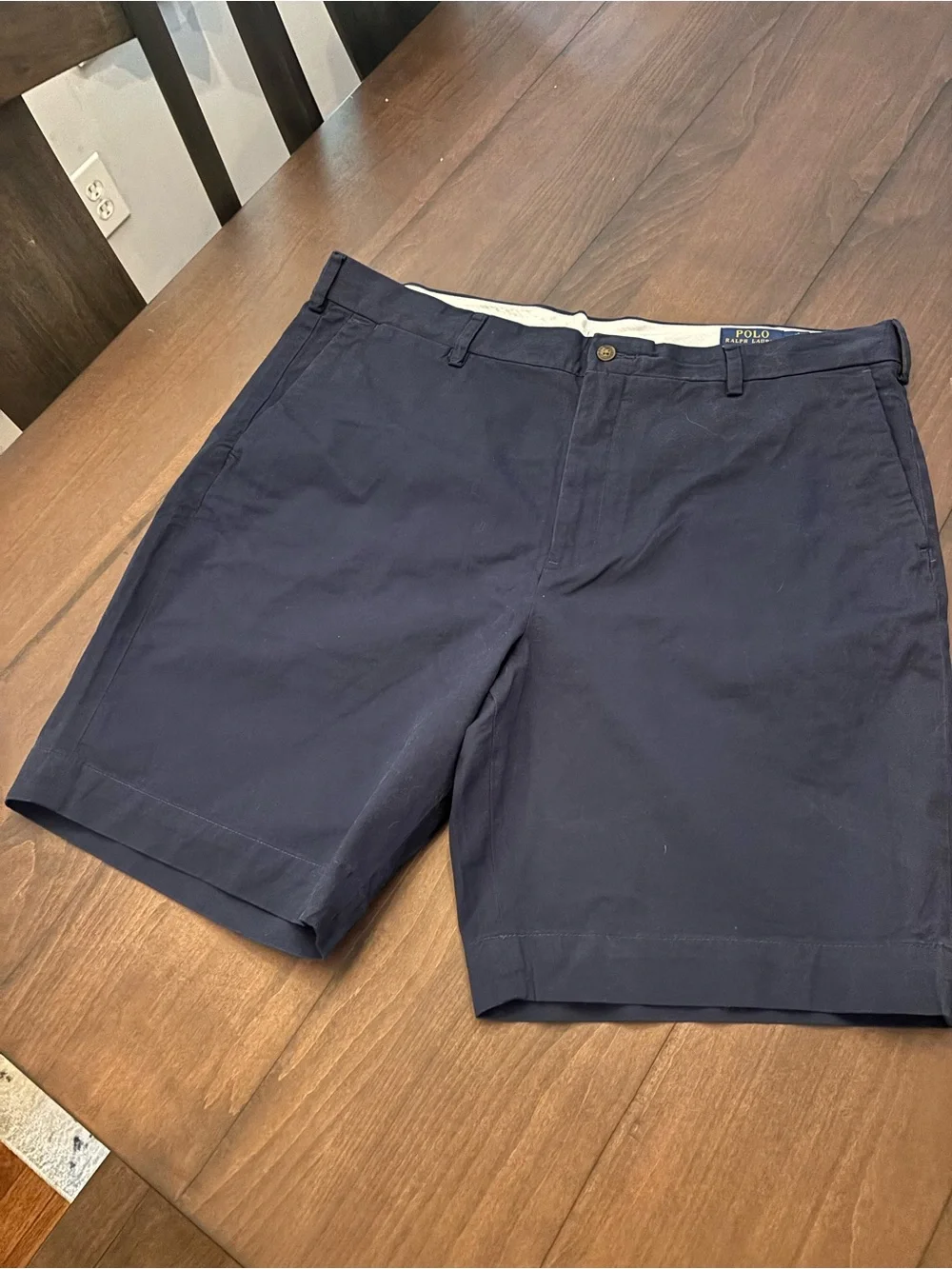 Polo by Ralph Lauren Navy Flat-Front Cotton Shorts